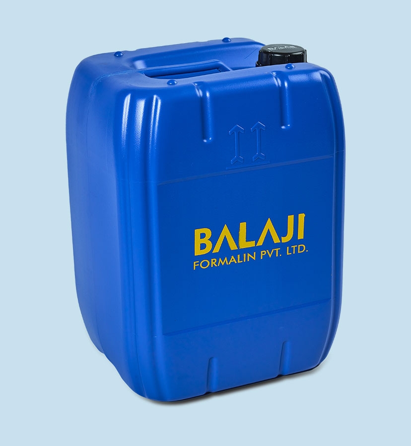 Blue carboy container of paraformaldehyde at Balaji formalin